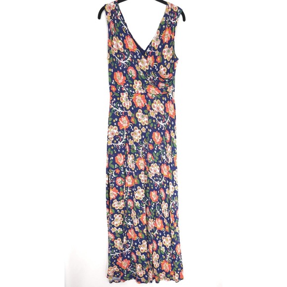 Boden Georgia US 10R Jersey Sleeveless Stretch V-Neck Floral Maxi Dress J0152 - Picture 3 of 11